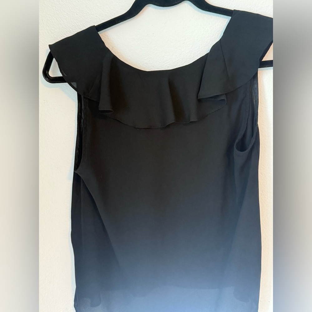 Zara Basic Black Ruffled Blouse - Picture 4 of 4